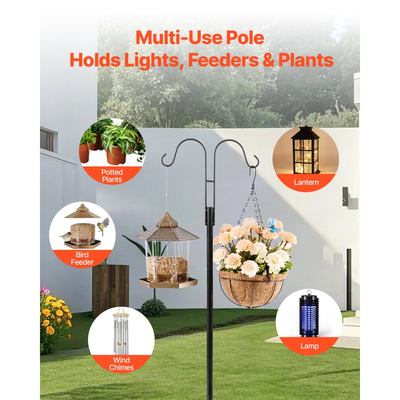 Διπλοί γάντζοι VEVOR Shepherds για εξωτερικούς χώρους, 8 τεμάχια ταΐστρα πουλιών βαρέως τύπου 1950 mm, γάντζοι κήπου πάχους 19 mm για κρεμαστή ταΐστρα κολιμπρί, καλάθια φυτών, ηλιακά φανάρια, κουδούνια ανέμου