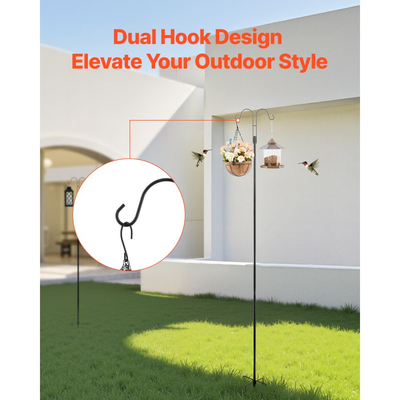 Διπλοί γάντζοι VEVOR Shepherds για εξωτερικούς χώρους, 8 τεμάχια ταΐστρας πουλιών βαρέως τύπου 2345 mm, γάντζοι κήπου πάχους 19 mm για κρεμαστή ταΐστρα κολιμπρί, καλάθια φυτών, ηλιακά φανάρια, κουδούνια ανέμου