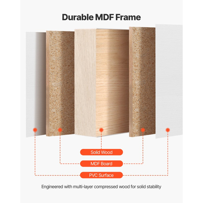 Συρόμενη Πόρτα Ντουλάπας VEVOR, 1219mm (Διπλή 635mm) x 2032 mm, Συρόμενες Πόρτες Παράκαμψης 5-Lite από Γυαλί με Κιτ Μηχανισμών, Πλάκα από Μασίφ Ξύλο & MDF με Αδιάβροχη Επιφάνεια PVC για Υπνοδωμάτια με Ντουλάπες