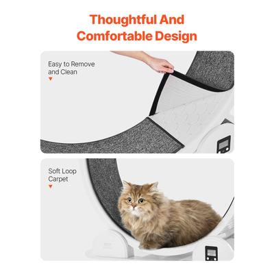 Τροχός άσκησης γάτας VEVOR με βηματόμετρο, 40,8 ίντσες, Τροχός τρεξίματος γάτας με φρένο και διάδρομο με μοκέτα, Αθόρυβος διάδρομος γάτας για γάτες εσωτερικού χώρου κάτω των 13 κιλών, Γυμναστήριο γάτας για κατοικίδια Υγεία & Ευεξία Λευκό