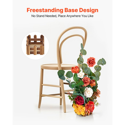Συνθέσεις VEVOR με τεχνητά λουλούδια σε όρθια θέση, 4 τεμάχια, ύψους 450 mm, διακοσμήσεις ψεύτικων λουλουδιών για καρέκλα διαδρόμου γάμου, πορτοκαλί κεντρικά διακοσμητικά με λουλούδια για διακόσμηση εξωτερικού χώρου, δεξίωση, τελετή, πάρτι