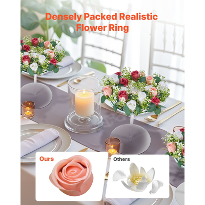 Τεχνητό Στεφάνι Τριαντάφυλλων VEVOR, Διάμετρος 340 mm Στεφάνι Ψεύτικου Λουλουδιού με Ροζ και Λευκά Τριαντάφυλλα, Κεντρικό Στολίδι Ανθοσυνθέσεων για Αγίου Βαλεντίνου, Γιορτή της Μητέρας, Πάρτι, Γάμο και Διακόσμηση Τραπεζιού Σπιτιού, 10 ΤΕΜΑΧΙΑ