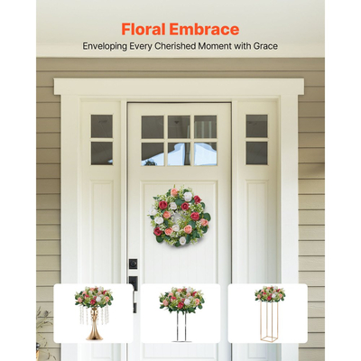 Τεχνητό Στεφάνι Τριαντάφυλλων VEVOR, Διάμετρος 340 mm Στεφάνι Ψεύτικου Λουλουδιού με Ροζ και Λευκά Τριαντάφυλλα, Κεντρικό Στολίδι Ανθοσυνθέσεων για Αγίου Βαλεντίνου, Γιορτή της Μητέρας, Πάρτι, Γάμο και Διακόσμηση Τραπεζιού Σπιτιού, 10 ΤΕΜΑΧΙΑ