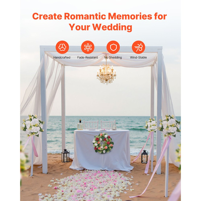 Τεχνητό Στεφάνι Τριαντάφυλλων VEVOR, Διάμετρος 340 mm Στεφάνι Ψεύτικου Λουλουδιού με Ροζ και Λευκά Τριαντάφυλλα, Κεντρικό Στολίδι Ανθοσυνθέσεων για Αγίου Βαλεντίνου, Γιορτή της Μητέρας, Πάρτι, Γάμο και Διακόσμηση Τραπεζιού Σπιτιού, 10 ΤΕΜΑΧΙΑ