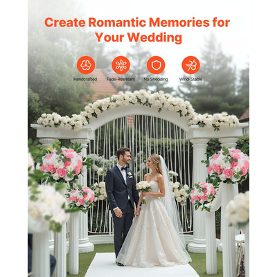 VEVOR Μπουκέτο με Μπάλες Λουλουδιών 10 τεμάχια, Μπάλες Τεχνητών Λουλουδιών Διαμέτρου 450 mm, Κεντρικά Στολίδια Τραπεζιού Γάμου, Συνθέσεις με Τριαντάφυλλα για Κεντρικό Στολισμό Γάμου, Ροζ και Λευκά Τριαντάφυλλα