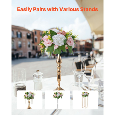 VEVOR Μπουκέτο με Μπάλες Λουλουδιών 10 τεμάχια, Μπάλες Τεχνητών Λουλουδιών Διαμέτρου 240 mm, Κεντρικά Στολίδια Τραπεζιού Γάμου, Συνθέσεις με Ψεύτικα Τριαντάφυλλα για Κεντρικό Στολισμό Γάμου, Ροζ και Λευκά Τριαντάφυλλα