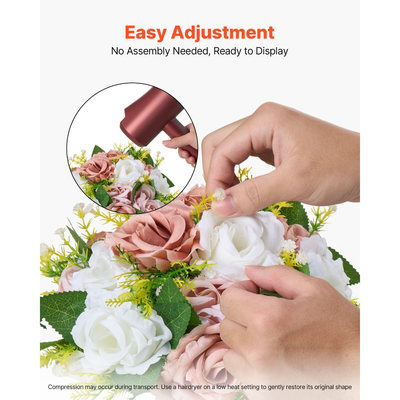 VEVOR Μπουκέτο με Μπάλες Λουλουδιών 10 τεμάχια, Μπάλες Τεχνητών Λουλουδιών Διαμέτρου 240 mm, Κεντρικά Στολίδια Τραπεζιού Γάμου, Συνθέσεις με Ψεύτικα Τριαντάφυλλα για Κεντρικό Στολισμό Γάμου, Ροζ και Λευκά Τριαντάφυλλα