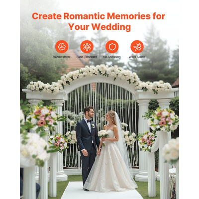 VEVOR Μπουκέτο με Μπάλες Λουλουδιών 10 τεμάχια, Μπάλες Τεχνητών Λουλουδιών Διαμέτρου 240 mm, Κεντρικά Στολίδια Τραπεζιού Γάμου, Συνθέσεις με Ψεύτικα Τριαντάφυλλα για Κεντρικό Στολισμό Γάμου, Ροζ και Λευκά Τριαντάφυλλα