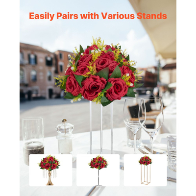 VEVOR Μπουκέτο με Μπάλες Λουλουδιών, 10 τεμάχια, 240 χιλ. Κόκκινα Τριαντάφυλλα Γάμου, Κεντρικά Διακοσμητικά, Ψεύτικα Λουλούδια, Μπάλες Φιλιού, Διακόσμηση, Τεχνητές Ανθοσυνθέσεις, Μπουκέτο Λουλουδιών για Διακοσμήσεις Τραπεζιού για Πάρτι στο Σπίτι