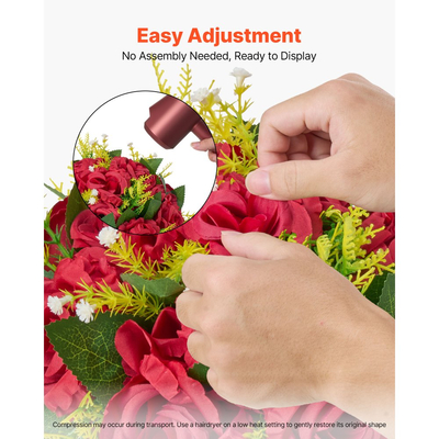 VEVOR Μπουκέτο με Μπάλες Λουλουδιών, 10 τεμάχια, 240 χιλ. Κόκκινα Τριαντάφυλλα Γάμου, Κεντρικά Διακοσμητικά, Ψεύτικα Λουλούδια, Μπάλες Φιλιού, Διακόσμηση, Τεχνητές Ανθοσυνθέσεις, Μπουκέτο Λουλουδιών για Διακοσμήσεις Τραπεζιού για Πάρτι στο Σπίτι