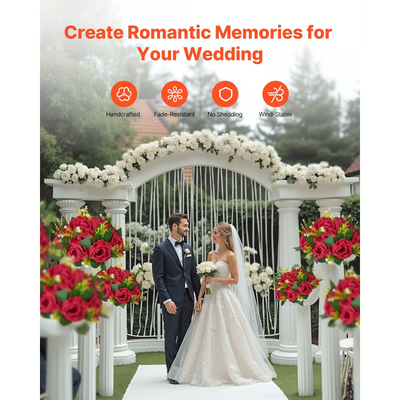 VEVOR Μπουκέτο με Μπάλες Λουλουδιών, 10 τεμάχια, 240 χιλ. Κόκκινα Τριαντάφυλλα Γάμου, Κεντρικά Διακοσμητικά, Ψεύτικα Λουλούδια, Μπάλες Φιλιού, Διακόσμηση, Τεχνητές Ανθοσυνθέσεις, Μπουκέτο Λουλουδιών για Διακοσμήσεις Τραπεζιού για Πάρτι στο Σπίτι