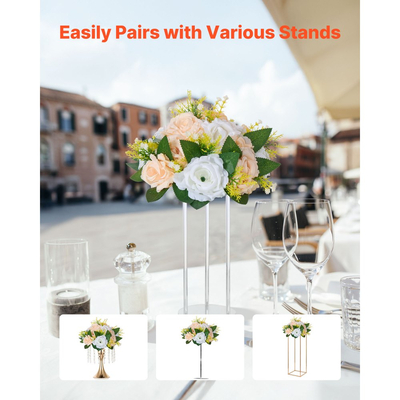 VEVOR Μπουκέτο με Μπαλάκια Λουλουδιών 10 τεμάχια, Μπαλάκια Τεχνητών Λουλουδιών Διαμέτρου 240 mm, Κεντρικά Στολίδια Τραπεζιού Γάμου, Συνθέσεις με Τριαντάφυλλα για Κεντρικό Στολισμό Γάμου, Σαμπανιζέ & Λευκά Τριαντάφυλλα