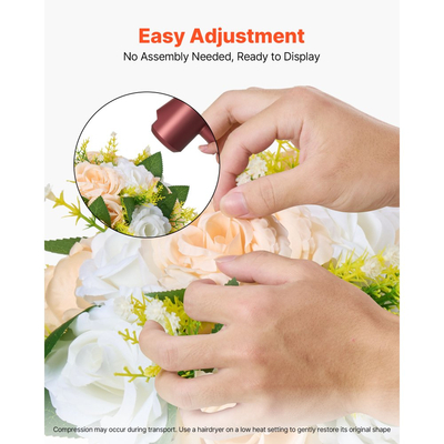 VEVOR Μπουκέτο με Μπαλάκια Λουλουδιών 10 τεμάχια, Μπαλάκια Τεχνητών Λουλουδιών Διαμέτρου 240 mm, Κεντρικά Στολίδια Τραπεζιού Γάμου, Συνθέσεις με Τριαντάφυλλα για Κεντρικό Στολισμό Γάμου, Σαμπανιζέ & Λευκά Τριαντάφυλλα