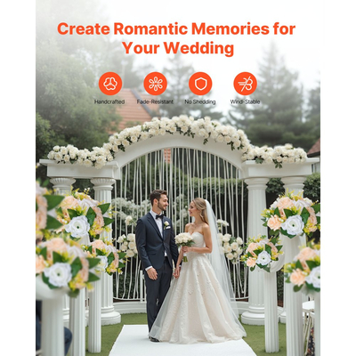 VEVOR Μπουκέτο με Μπαλάκια Λουλουδιών 10 τεμάχια, Μπαλάκια Τεχνητών Λουλουδιών Διαμέτρου 240 mm, Κεντρικά Στολίδια Τραπεζιού Γάμου, Συνθέσεις με Τριαντάφυλλα για Κεντρικό Στολισμό Γάμου, Σαμπανιζέ & Λευκά Τριαντάφυλλα