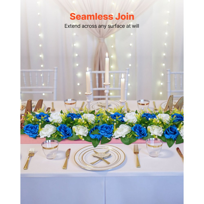 VEVOR Μπουκέτο με Μπαλάκια Λουλουδιών 10 τεμάχια, Μπαλάκια Τεχνητών Λουλουδιών 500 x 220 mm Κεντρικά Στολίδια Τραπεζιού Γάμου, Συνθέσεις με Ψεύτικα Τριαντάφυλλα για Κεντρικό Στολισμό Γάμου, Μπλε και Λευκά Τριαντάφυλλα