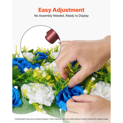 VEVOR Μπουκέτο με Μπαλάκια Λουλουδιών 10 τεμάχια, Μπαλάκια Τεχνητών Λουλουδιών 500 x 220 mm Κεντρικά Στολίδια Τραπεζιού Γάμου, Συνθέσεις με Ψεύτικα Τριαντάφυλλα για Κεντρικό Στολισμό Γάμου, Μπλε και Λευκά Τριαντάφυλλα