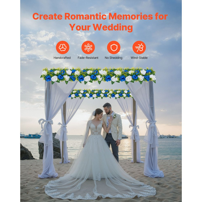 VEVOR Μπουκέτο με Μπαλάκια Λουλουδιών 10 τεμάχια, Μπαλάκια Τεχνητών Λουλουδιών 500 x 220 mm Κεντρικά Στολίδια Τραπεζιού Γάμου, Συνθέσεις με Ψεύτικα Τριαντάφυλλα για Κεντρικό Στολισμό Γάμου, Μπλε και Λευκά Τριαντάφυλλα