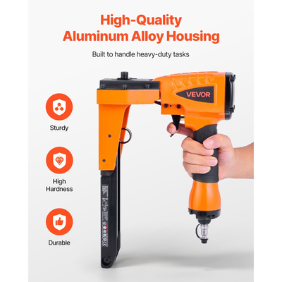 Πνευματικό συρραπτικό κλεισίματος χαρτοκιβωτίων VEVOR, πνευματικό συρραπτικό χαρτονιού 13 Gauge για κορώνα 34,8mm, μήκος 16mm & 19mm, ρυθμιζόμενο σε βάθος συρραπτικό αέρα 70-120 PSI για κλείσιμο χαρτοκιβωτίων, συσκευασία
