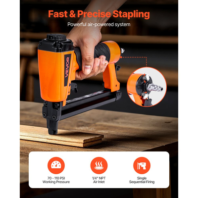 Πνευματικό συρραπτικό VEVOR, Πνευματικό συρραπτικό ταπετσαρίας 20 Gauge T50 για συρραπτικά μήκους 4mm-16mm με κορώνα 10,8mm, Πνευματικό συρραπτικό αέρα 70-110 PSI για ξυλουργική, ταπετσαρίες, υφάσματα, χειροτεχνίες, κατασκευές DIY