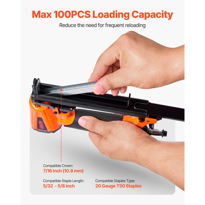 Πνευματικό συρραπτικό VEVOR, Πνευματικό συρραπτικό ταπετσαρίας 20 Gauge T50 για συρραπτικά μήκους 4mm-16mm με κορώνα 10,8mm, Πνευματικό συρραπτικό αέρα 70-110 PSI για ξυλουργική, ταπετσαρίες, υφάσματα, χειροτεχνίες, κατασκευές DIY