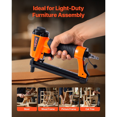 Πνευματικό συρραπτικό VEVOR, Πνευματικό συρραπτικό ταπετσαρίας 20 Gauge T50 για συρραπτικά μήκους 4mm-16mm με κορώνα 10,8mm, Πνευματικό συρραπτικό αέρα 70-110 PSI για ξυλουργική, ταπετσαρίες, υφάσματα, χειροτεχνίες, κατασκευές DIY