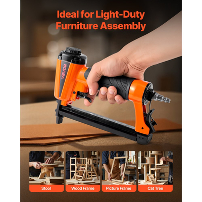 Πνευματικό συρραπτικό VEVOR, Πνευματικό συρραπτικό ταπετσαρίας 21 Gauge για συρραπτικά ταπετσαρίας σειράς 80 12,8 mm με κορώνα 6 mm-16 mm μήκος, Πνευματικό συρραπτικό 70-110 PSI για ξυλουργική, ταπετσαρίες, χειροτεχνίες, έργα DIY