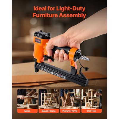 Πνευματικό συρραπτικό VEVOR, Πνευματικό συρραπτικό ταπετσαρίας 22 Gauge για συνδετήρες λεπτών συρμάτων σειράς 71, μήκος 9,1mm, κορώνα 4mm-16mm, πιστόλι αέρος 70-110 PSI για ξυλουργική, ταπετσαρίες, εργασίες DIY