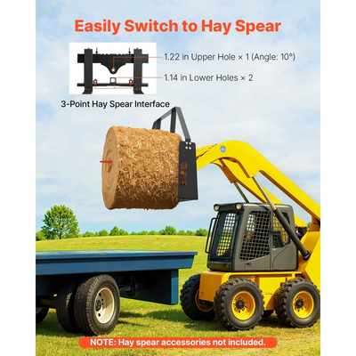 Πιρούνια παλετών VEVOR Skid Steer, Ονομαστική χωρητικότητα 1814 kg, Προσάρτημα πλαισίου πιρουνιού παλέτας με λεπίδες περονοφόρου ανυψωτικού πιρουνιού παλέτας 1065 mm, Δέκτης ρυμούλκησης 50,8 mm και μανίκια λόγχης, Κατάλληλο για Skid Steer, Τρακτέρ