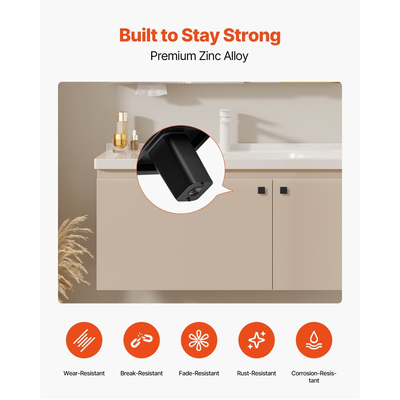 Πόμολα ντουλαπιού VEVOR, 10 τεμάχια, λαβές συρταριών και λαβές πόρτας από μαύρο κράμα ψευδαργύρου 30 mm, τετράγωνα πόμολα κουζίνας, λαβές συρταριού, εξαρτήματα ντουλαπιών με βίδες για κουζίνα, μπάνιο, ντουλάπια, συρτάρια