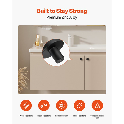 Πόμολα ντουλαπιού VEVOR, 10 τεμάχια, λαβές συρταριών και λαβές πόρτας από μαύρο κράμα ψευδαργύρου 32 mm, λαβές συρταριού κουζίνας σε σχήμα μανιταριού, εξαρτήματα ντουλαπιού με βίδες για ντουλάπια μπάνιου, ντουλάπια και συρτάρια