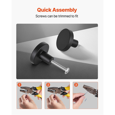 Πόμολα ντουλαπιού VEVOR, 10 τεμάχια, λαβές συρταριών και λαβές πόρτας από μαύρο κράμα ψευδαργύρου 32 mm, λαβές συρταριού κουζίνας σε σχήμα μανιταριού, εξαρτήματα ντουλαπιού με βίδες για ντουλάπια μπάνιου, ντουλάπια και συρτάρια