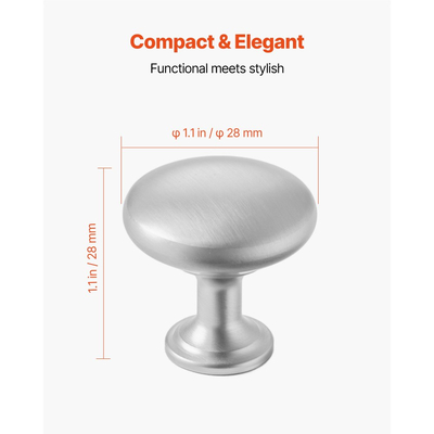 Πόμολα ντουλαπιού VEVOR, 25 τεμάχια, λαβές πόρτας για συρτάρια από κράμα ψευδαργύρου 28 mm, λαβές συρταριού κουζίνας σε σχήμα μανιταριού, εξαρτήματα ντουλαπιού με βίδες για συρτάρια μπάνιου, ντουλάπια μπάνιου, χρώμα νικελίου