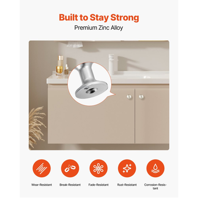 Πόμολα ντουλαπιού VEVOR, 25 τεμάχια, λαβές πόρτας για συρτάρια από κράμα ψευδαργύρου 28 mm, λαβές συρταριού κουζίνας σε σχήμα μανιταριού, εξαρτήματα ντουλαπιού με βίδες για συρτάρια μπάνιου, ντουλάπια μπάνιου, χρώμα νικελίου