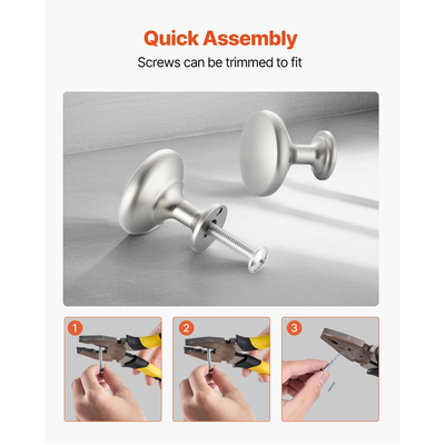 Πόμολα ντουλαπιού VEVOR, 25 τεμάχια, λαβές πόρτας για συρτάρια από κράμα ψευδαργύρου 28 mm, λαβές συρταριού κουζίνας σε σχήμα μανιταριού, εξαρτήματα ντουλαπιού με βίδες για συρτάρια μπάνιου, ντουλάπια μπάνιου, χρώμα νικελίου