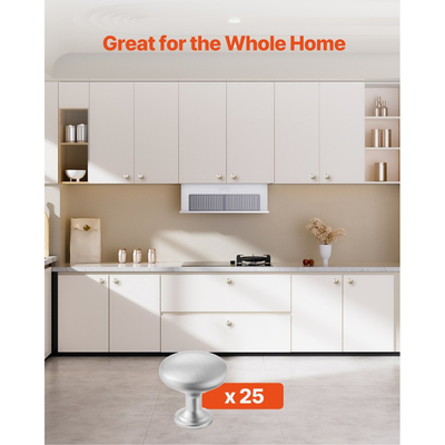 Πόμολα ντουλαπιού VEVOR, 25 τεμάχια, λαβές πόρτας για συρτάρια από κράμα ψευδαργύρου 28 mm, λαβές συρταριού κουζίνας σε σχήμα μανιταριού, εξαρτήματα ντουλαπιού με βίδες για συρτάρια μπάνιου, ντουλάπια μπάνιου, χρώμα νικελίου