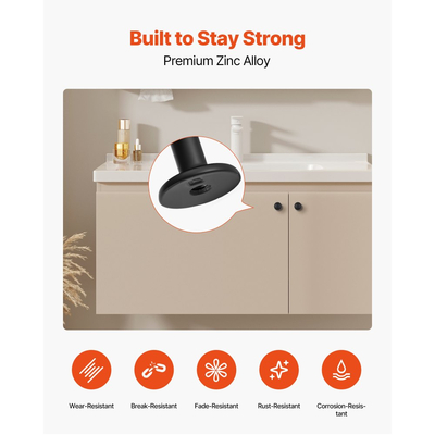 Πόμολα ντουλαπιού VEVOR, 30 τεμάχια, λαβές συρταριών και λαβές πόρτας από μαύρο κράμα ψευδαργύρου 31 mm, λαβές συρταριού κουζίνας σε σχήμα μανιταριού, εξαρτήματα ντουλαπιού με βίδες για ντουλάπια μπάνιου, ντουλάπια και συρτάρια