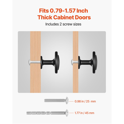 Πόμολα ντουλαπιού VEVOR, 30 τεμάχια, λαβές συρταριών και λαβές πόρτας από μαύρο κράμα ψευδαργύρου 31 mm, λαβές συρταριού κουζίνας σε σχήμα μανιταριού, εξαρτήματα ντουλαπιού με βίδες για ντουλάπια μπάνιου, ντουλάπια και συρτάρια