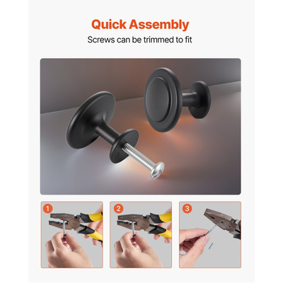 Πόμολα ντουλαπιού VEVOR, 30 τεμάχια, λαβές συρταριών και λαβές πόρτας από μαύρο κράμα ψευδαργύρου 31 mm, λαβές συρταριού κουζίνας σε σχήμα μανιταριού, εξαρτήματα ντουλαπιού με βίδες για ντουλάπια μπάνιου, ντουλάπια και συρτάρια