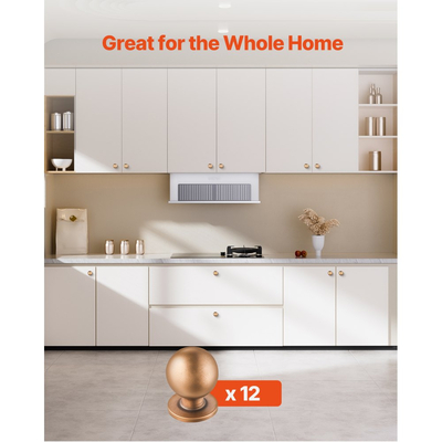 Πόμολα ντουλαπιού VEVOR, 12 τεμάχια, λαβές συρταριών από κράμα ψευδαργύρου 25 mm, στρογγυλά πόμολα ντουλαπιού κουζίνας με βίδες για ντουλάπες μπάνιου, συρτάρια, χρώμα αντίκα ορείχαλκου