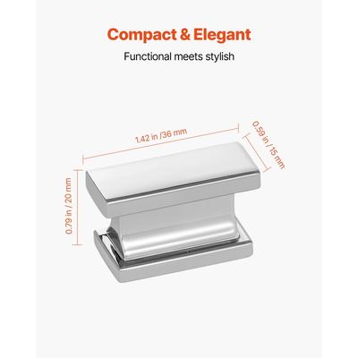 Πόμολα ντουλαπιού VEVOR, 10 τεμάχια, λαβές συρταριών από κράμα ψευδαργύρου 36 mm, ορθογώνια πόμολα συρταριού κουζίνας, εξαρτήματα ντουλαπιού με βίδες για συρτάρια μπάνιου, χρώμα χρωμίου