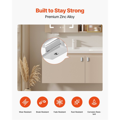 Πόμολα ντουλαπιού VEVOR, 10 τεμάχια, λαβές συρταριών από κράμα ψευδαργύρου 36 mm, ορθογώνια πόμολα συρταριού κουζίνας, εξαρτήματα ντουλαπιού με βίδες για συρτάρια μπάνιου, χρώμα χρωμίου