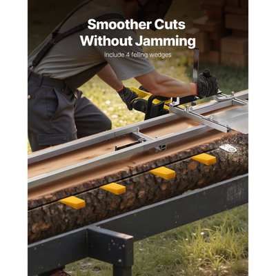 Σύστημα οδηγών φρεζαρίσματος ραγών VEVOR, κιτ φρεζαρίσματος αλυσοπρίονου 4,57 m με 6 εγκάρσιες ράβδους, σύστημα ραγών φρεζαρίσματος αλουμινίου που λειτουργεί με αλυσοπρίονο, 4 σφήνες, ρυθμιζόμενο κιτ οδηγών φρεζαρίσματος ραγών για οικοδόμους και ξυλουργούς