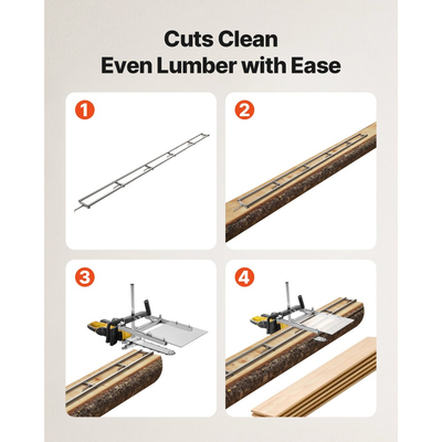 Σύστημα οδηγών φρεζαρίσματος ραγών VEVOR, κιτ φρεζαρίσματος αλυσοπρίονου 4,57 m με 6 εγκάρσιες ράβδους, σύστημα ραγών φρεζαρίσματος αλουμινίου που λειτουργεί με αλυσοπρίονο, 4 σφήνες, ρυθμιζόμενο κιτ οδηγών φρεζαρίσματος ραγών για οικοδόμους και ξυλουργούς