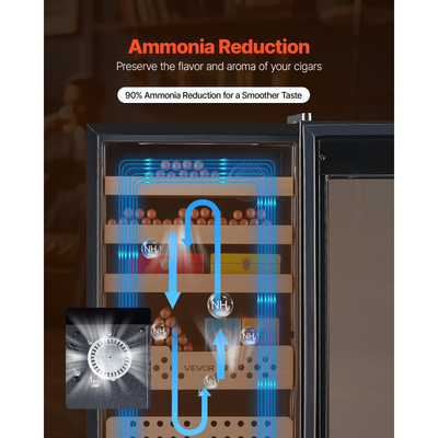 Ηλεκτρικός Υγραντήρας VEVOR, 70L, Ηλεκτρικός Υγραντήρας Πούρων 400 τεμαχίων με Ψύξη με Συμπιεστή, Σταθερό Έλεγχο Υγρασίας και Θερμοκρασίας, Ράφια & Συρτάρια από Ισπανικό Κέδρο, 4 Στρώσεις, για Οικιακή Χρήση