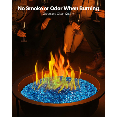 Πυρίμαχο γυαλί VEVOR, 4,5 kg ανθεκτικά σε υψηλές θερμοκρασίες τζάκια, ανακλαστικές χάντρες από γυαλί τζακιού 3/4 ίντσας / 19,05 mm, υψηλής στιλπνότητας πέτρινο διακοσμητικό τοπίου για τραπέζι τζακιού, μπλε της Καραϊβικής