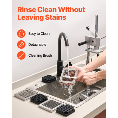 Κόφτης τηγανητών πατατών VEVOR Επαγγελματικός, Κόφτης λαχανικών φρούτων από ανοξείδωτο ατσάλι με 3 ανταλλακτικές λεπίδες 12,7mm 9,5mm 6,4mm, Χειροκίνητος κόφτης πατάτας σε κύβους για εστιατόρια και οικιακή κουζίνα