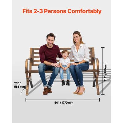 Εξωτερικός πάγκος VEVOR, 127 cm, μεταλλικός σκελετός από ανθρακούχο χάλυβα με πλάτη με σχιστόλιθο και μπράτσα με στρογγυλή άκρη, ανθεκτικός στις καιρικές συνθήκες εξωτερικός πάγκος για βεράντα, κήπο, πάρκο, αυλή, μπροστινή βεράντα, αντίκα μπρούντζος