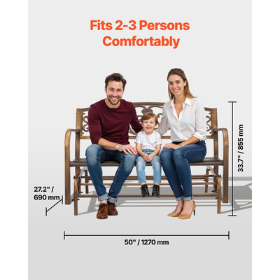 Πάγκος εξωτερικού χώρου VEVOR, 127 cm, μεταλλικό πλαίσιο από ανθρακούχο χάλυβα με πλάτη από χυτοσίδηρο και στρογγυλά μπράτσα, ανθεκτικός στις καιρικές συνθήκες εξωτερικός πάγκος με ανεμόπτερο για βεράντα, κήπο, πάρκο, αυλή, μπροστινή βεράντα, αντίκα μπρούντζος