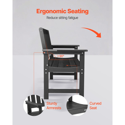 Πάγκος εξωτερικού χώρου VEVOR, 128 cm, χωρητικότητα βάρους 363 kg για 2-3 άτομα, ανθεκτικό στις καιρικές συνθήκες πλαστικό πλαίσιο με πλάτη και φαρδιά μπράτσα, εξωτερικός πάγκος για βεράντα, κήπο, πάρκο, αυλή, μπροστινή βεράντα, μαύρος