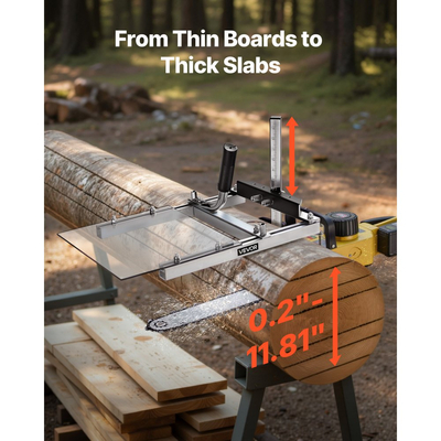 Αλυσοπρίονο VEVOR, Φορητό πριονιστήριο που ταιριάζει σε ράβδο φρεζαρίσματος σανίδων 41-51 cm, Οδηγός εγκάρσιας κοπής ξυλείας με ασπίδα, Πάχος κοπής 0,2-11,81 ίντσες, Κιτ αλυσοπρίονου ξυλείας για ξυλουργούς